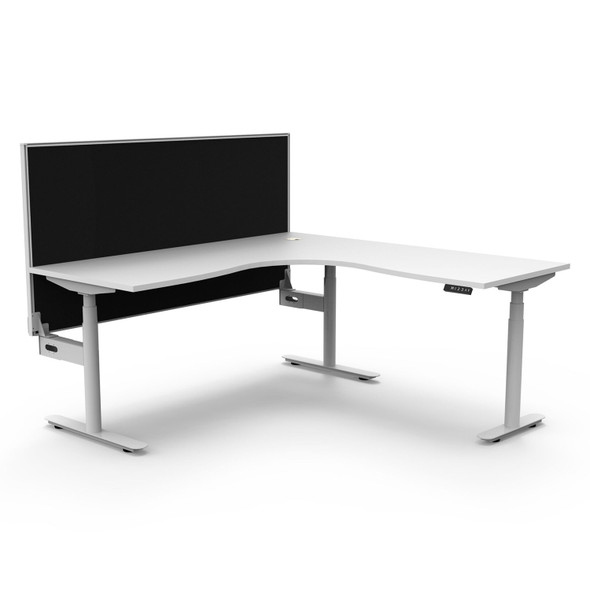 Rapidline Halo Plus Corner Workstation with Screen 1800 x 1500mm W Natural White Top / White Frame | Mega Office Supplies