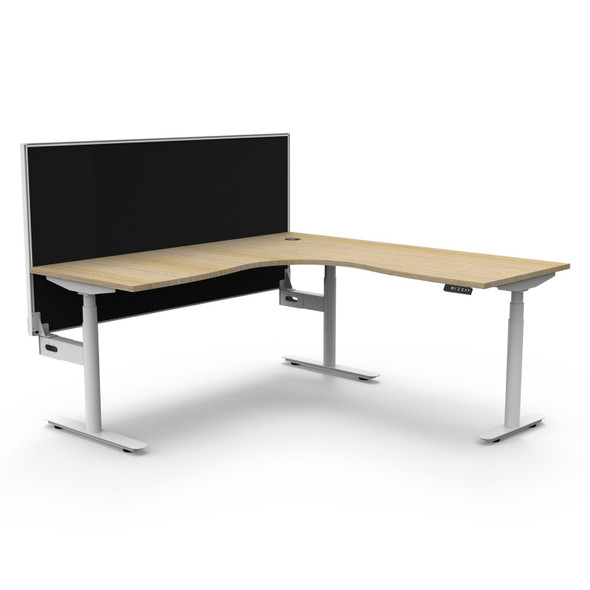Rapidline Halo Plus Corner Workstation with Screen 1800 x 1800mm W Natural Oak Top / White Frame | Mega Office Supplies