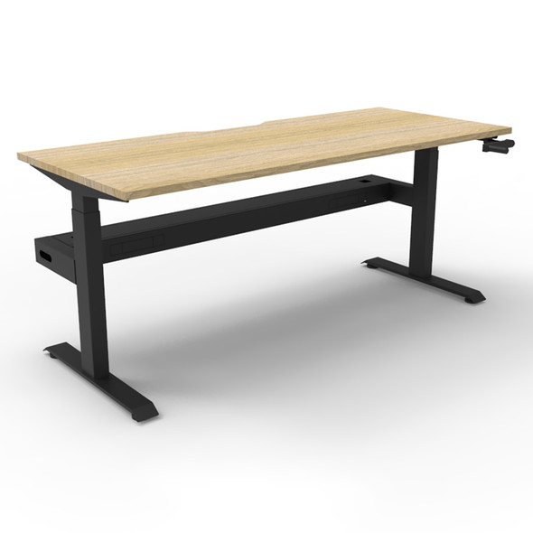 Rapidline Boost Crank Single Sided Workstation 1200 x 750mm with Cable Tray Natural Oak / Black Satin