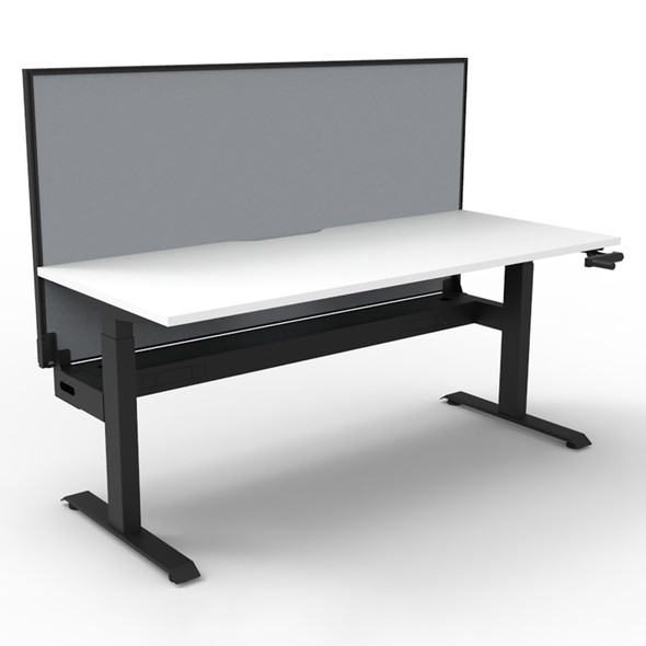 Rapidline Boost Crank Single Sided Workstation 1200 x 750mm with Screen and Cable Tray Natural White / Black Satin