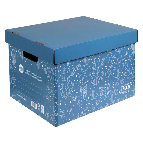 Marbig Enviro We Mean Green Archive Box Sea Blue