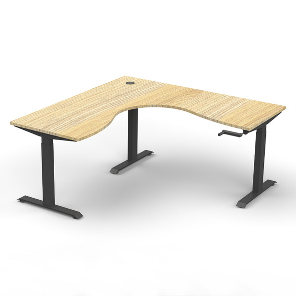 Rapidline Boost Crank Corner Workstation 1500 x 1500 x 750mm Natural Oak / Black Satin