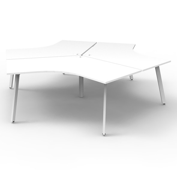 Rapidline Deluxe Infinity 3 Person 120 Degree Workstation Eternity Leg without Screen Natural White / White