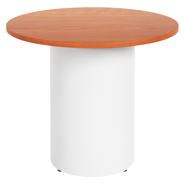 Rapidline Round Table Drum Base 900mm Diameter Cherry / White