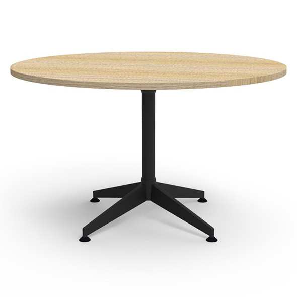 Rapidline Typhoon Round Meeting Table 1200 Dia x 750mm H Natural Oak Top / Black All Over Frame | Mega Office Supplies