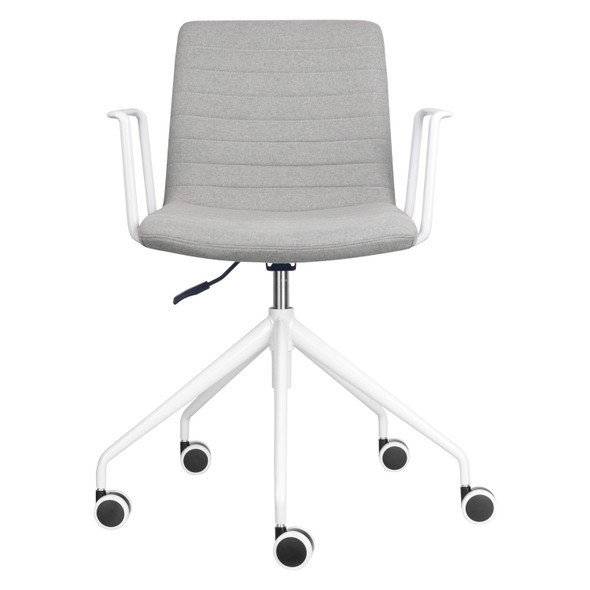 Rapidline Pixel 5 Star Breakout and Meeting Chair Light Grey Fabric / White Base with Arms | Mega Office Supplies