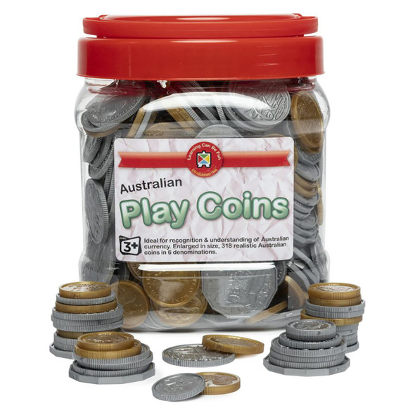 Learning Can Be Fun Play Money Coin Jar with 342 Assorted Coins
