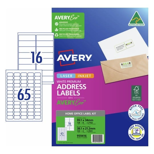 Avery Home Office Label Kit with AveryEco premium address labels and return address labels
