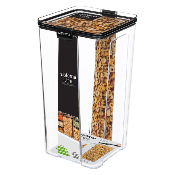 Sistema Ultra Clear Plastic Container Square 4L Black