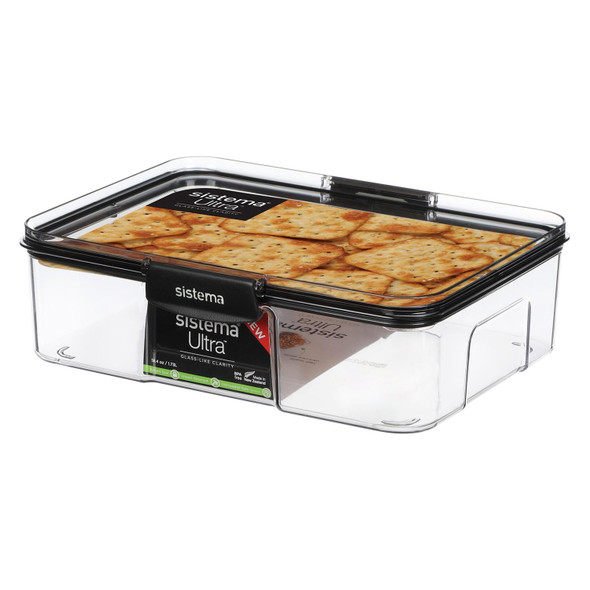 Sistema Ultra Clear Plastic Container Rectangle 1.73L Black