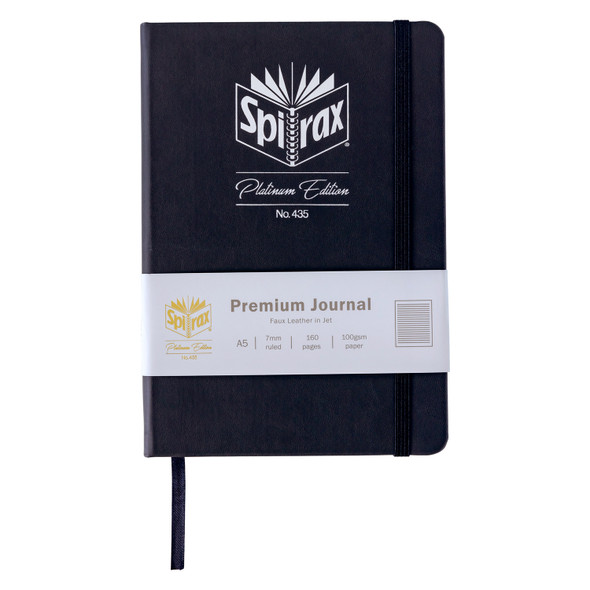 Spirax Platinum Premium Journal A5 160 Page Jet 7mm Lined Pack of 10