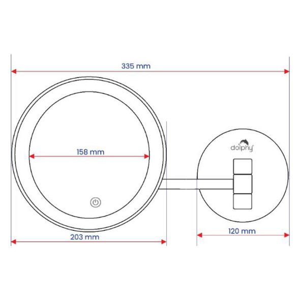 Dolphy White 3X LED Magnifying Mirror Wall Mount Single Arm Round | Mega Office Supplies