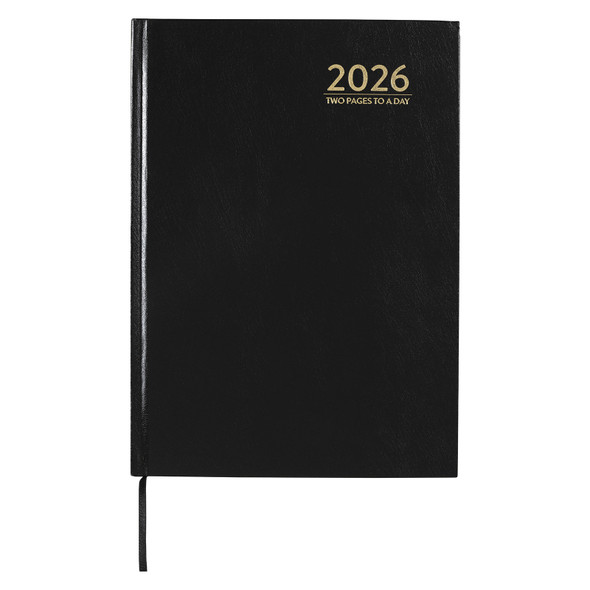 Cumberland 2026 Casebound Diary A4 2 Pages To A Day Black Cumberland 2026 Casebound Diary A4 2 Pages To A Day Black