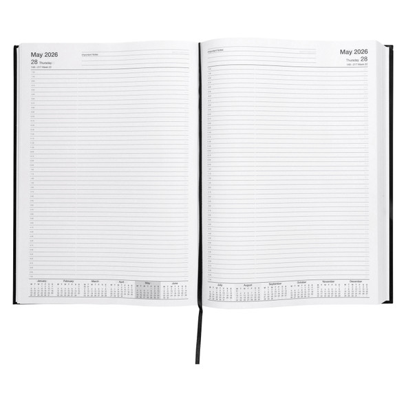 Casebound Diary A4 2 Pages To A Day Black Cumberland 2026 Casebound Diary A4 2 Pages To A Day Black Cumberland 2026