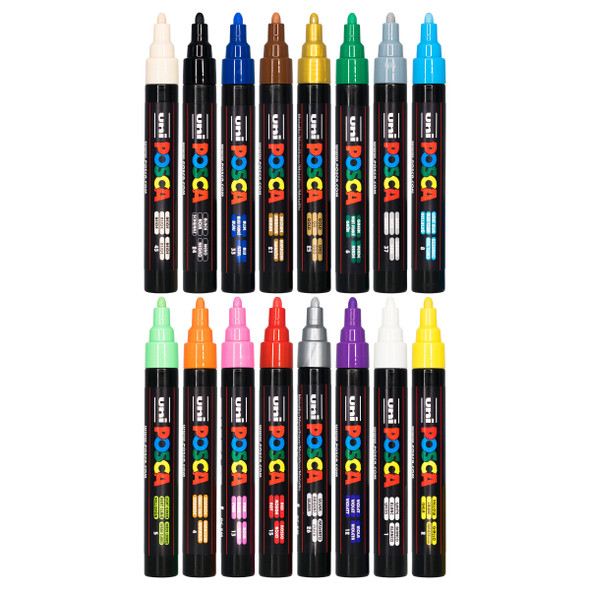 Posca PC-5M Paint Marker Pen Medium Assorted Bullet Wallet of 16