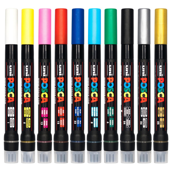 Posca PCF-350 Paint Marker Pen Assorted Brush Tip Wallet of 10