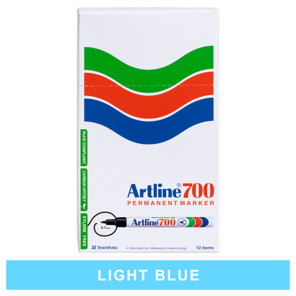 Artline 700 Permanent Marker 0.7mm Bullet Nib Light Blue Box 12 | Mega Office Supplies Artline 700 Permanent Marker 0.7mm Bullet Nib Light Blue Box 12 | Mega Office Supplies