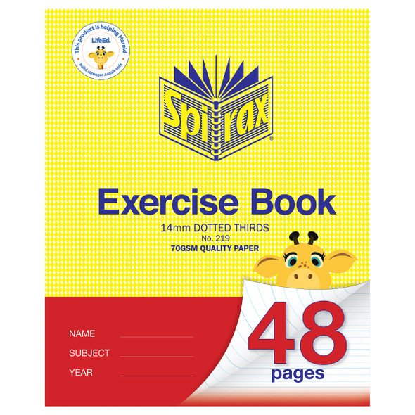 Spirax 219 Exercise Book 225 x 175mm 48 Page 14mm Dotted Thirds Pack of 20