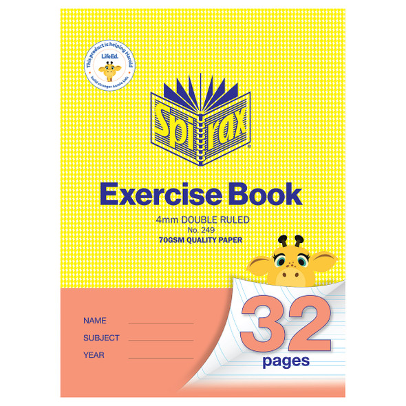 Spirax 249 Exercise Book 250 x 175mm 32 Page 4mm Double Ruled Pack of 20
