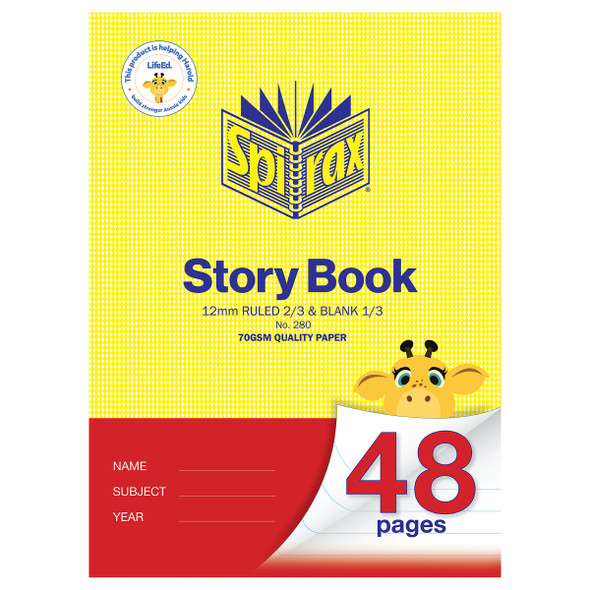 Spirax 280 Storybook A4 48 Page 12mm 2/3 Ruled Pack of 20