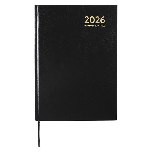 Cumberland 2026 Casebound Diary A4 2 Days To A Page Black Cumberland 2026 Casebound Diary A4 2 Days To A Page Black