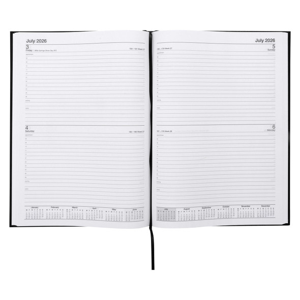 Casebound Diary A4 2 Days To A Page Black Cumberland 2026 Casebound Diary A4 2 Days To A Page Black Cumberland 2026