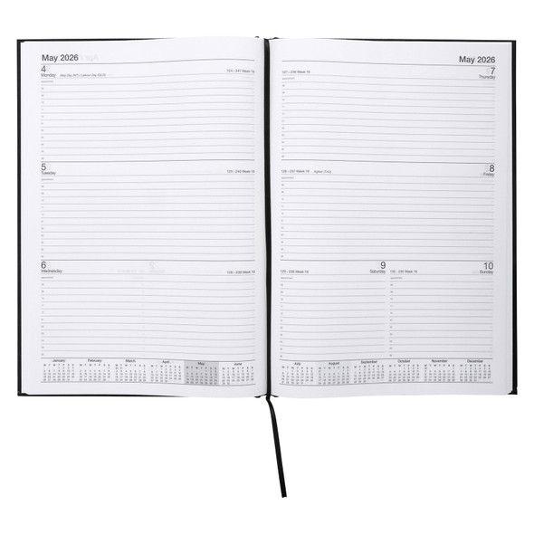 Casebound Diary A4 Week To View Black Cumberland 2026 Casebound Diary A4 Week To View Black Cumberland 2026