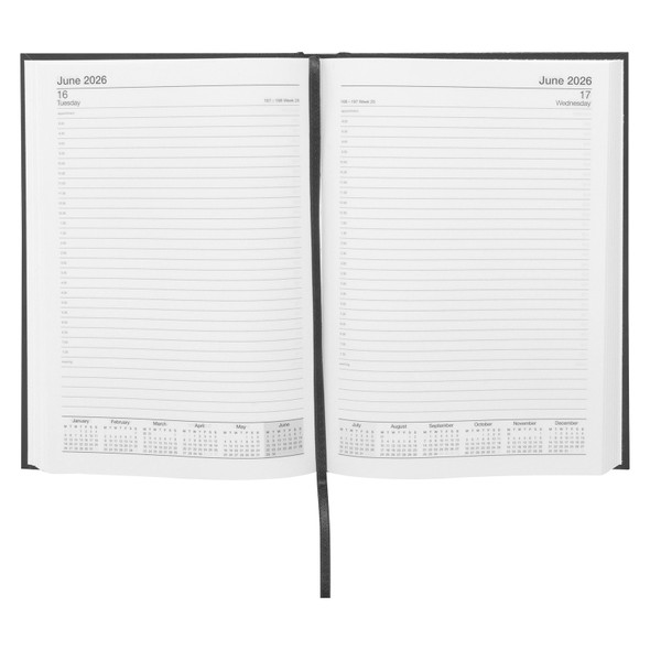 Casebound Diary A5 Day To A Page Black Cumberland 2026 Casebound Diary A5 Day To A Page Black Cumberland 2026