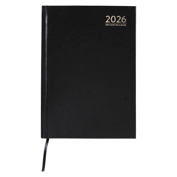 Cumberland 2026 Casebound Diary A5 2 Days To A Page Black Cumberland 2026 Casebound Diary A5 2 Days To A Page Black