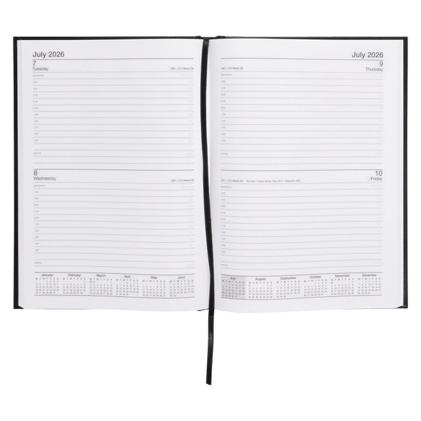 Casebound Diary A5 2 Days To A Page Black Cumberland 2026 Casebound Diary A5 2 Days To A Page Black Cumberland 2026