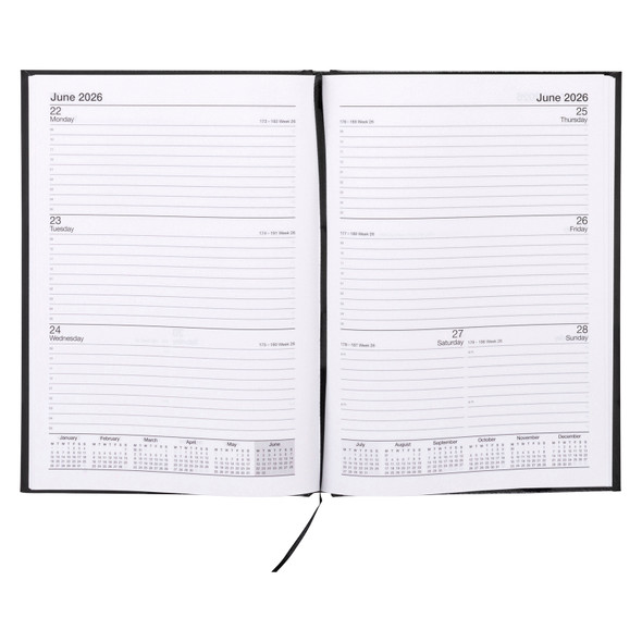 Casebound Diary A5 Week To View Black Cumberland 2026 Casebound Diary A5 Week To View Black Cumberland 2026
