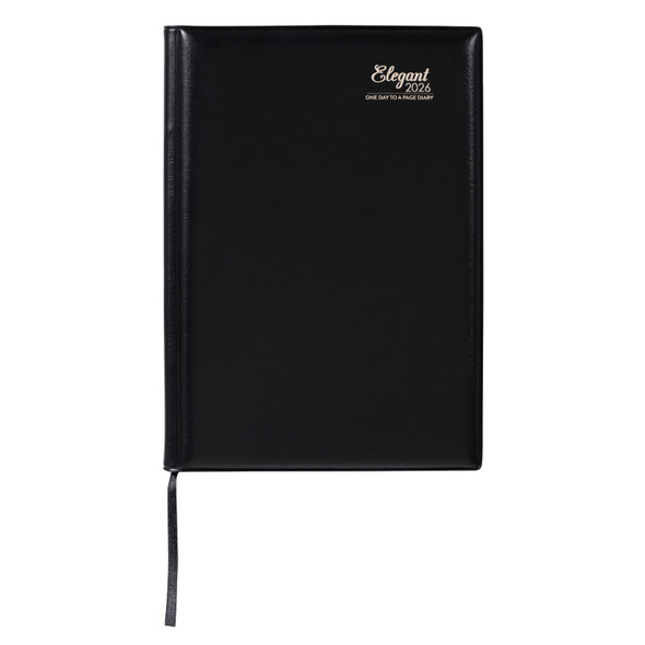 Elegant 2026 PVC Diary A4 Day To A Page Black Elegant 2026 PVC Diary A4 Day To A Page Black