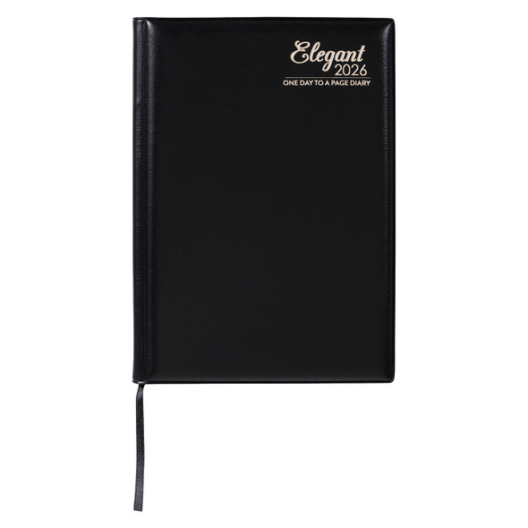 Elegant 2026 PVC Diary A5 Day To A Page Black Elegant 2026 PVC Diary A5 Day To A Page Black