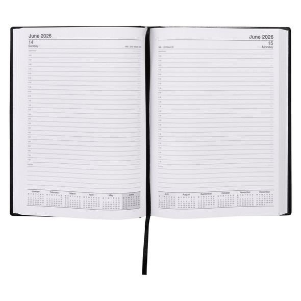 PVC Diary A5 Day To A Page Black Elegant 2026 PVC Diary A5 Day To A Page Black Elegant 2026
