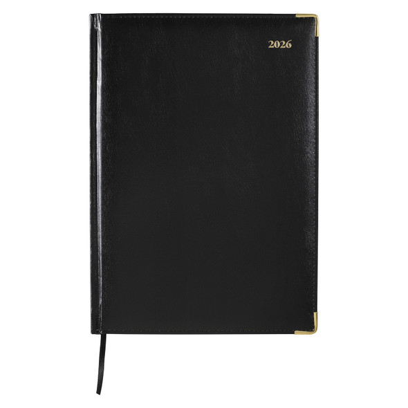 Corporate 2026 Leatherette Diary A4 Day To A Page Black Corporate 2026 Leatherette Diary A4 Day To A Page Black