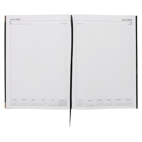 Leatherette Diary A4 Day To A Page Black Corporate 2026 Leatherette Diary A4 Day To A Page Black Corporate 2026