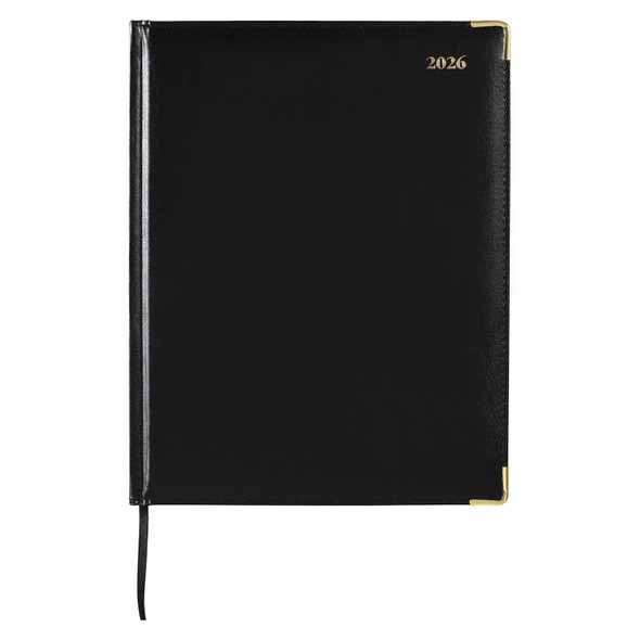 Corporate 2026 Leatherette Diary Quarto Day To A Page Black Corporate 2026 Leatherette Diary Quarto Day To A Page Black