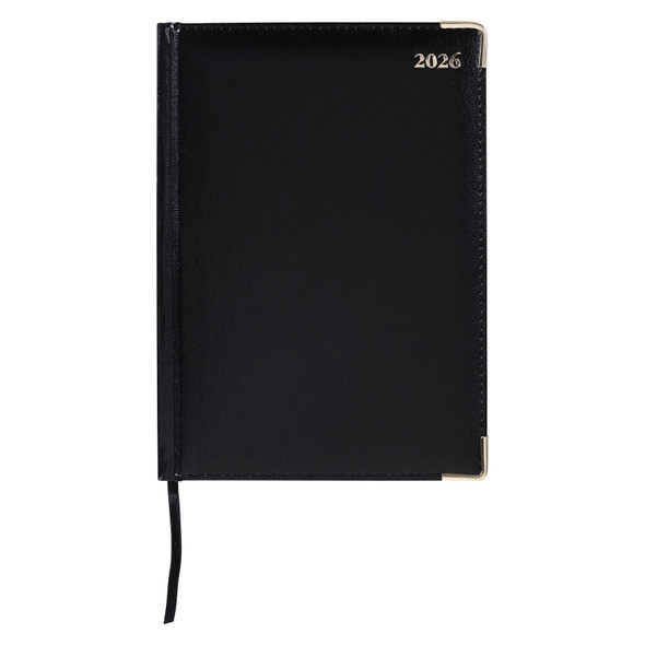Corporate 2026 Leatherette Diary A5 Day To A Page Black Corporate 2026 Leatherette Diary A5 Day To A Page Black