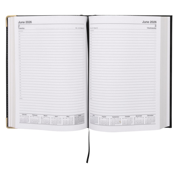Leatherette Diary A5 Day To A Page Black Corporate 2026 Leatherette Diary A5 Day To A Page Black Corporate 2026