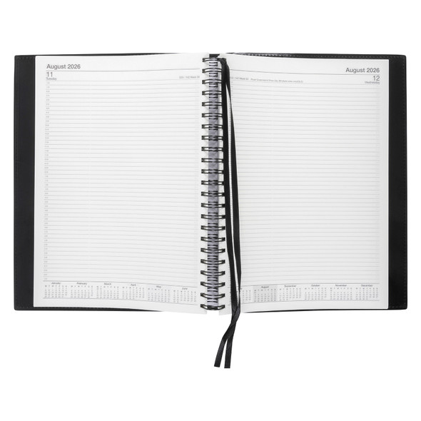 PVC Spiral Diary A4 Day To A Page Black Norwich 2026 PVC Spiral Diary A4 Day To A Page Black Norwich 2026
