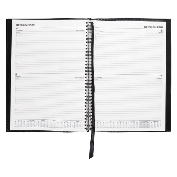 PVC Spiral Diary A4 2 Days To A Page Black Norwich 2026 PVC Spiral Diary A4 2 Days To A Page Black Norwich 2026