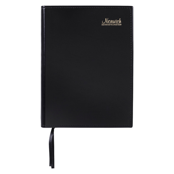 Norwich 2026 PVC Spiral Diary A5 Day To A Page Black Norwich 2026 PVC Spiral Diary A5 Day To A Page Black