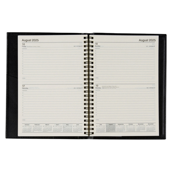 Norwich PVC Spiral Diary A5 2 Days To A Page Black 2026 | Mega Office Supplies Norwich PVC Spiral Diary A5 2 Days To A Page Black 2026 | Mega Office Supplies