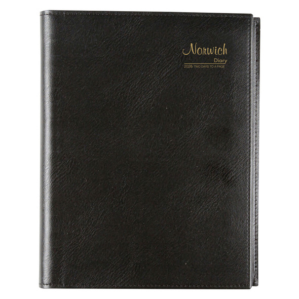 Norwich 2026 PVC Spiral Diary A5 2 Days To A Page Black Norwich 2026 PVC Spiral Diary A5 2 Days To A Page Black