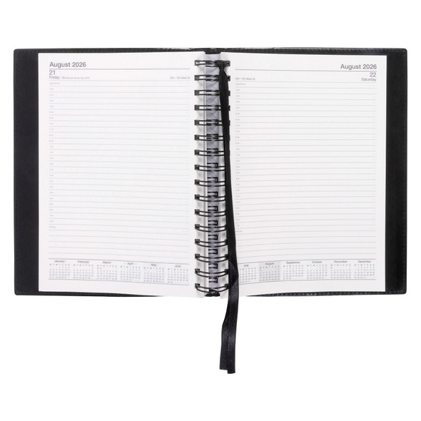 Unbranded PVC Spiral Diary A5 Day To A Page Black Norwich 2026 Unbranded PVC Spiral Diary A5 Day To A Page Black Norwich 2026
