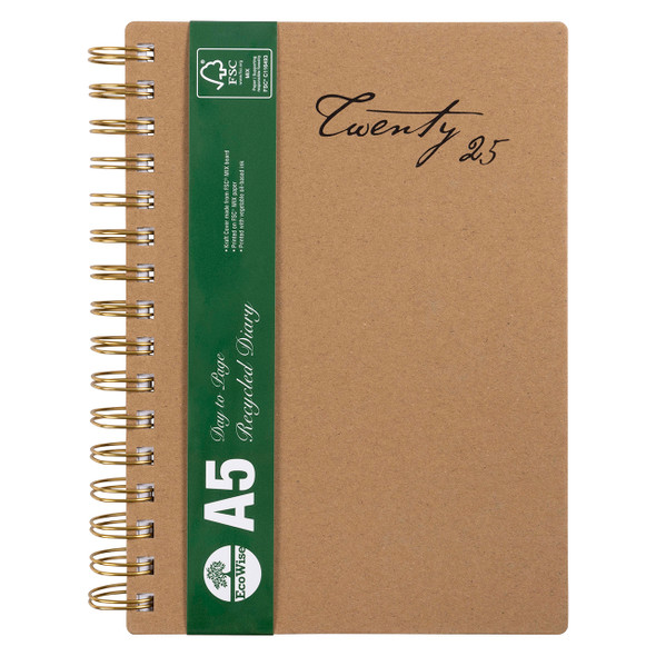 Ecowise 2026 Recycled Diary A5 Day To A Page Kraft | Mega Office Supplies Ecowise 2026 Recycled Diary A5 Day To A Page Kraft | Mega Office Supplies