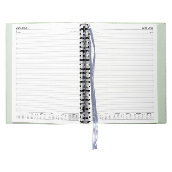 Soho PVC Spiral Diary A4 Day To A Page Sage Green 2026 Soho PVC Spiral Diary A4 Day To A Page Sage Green 2026