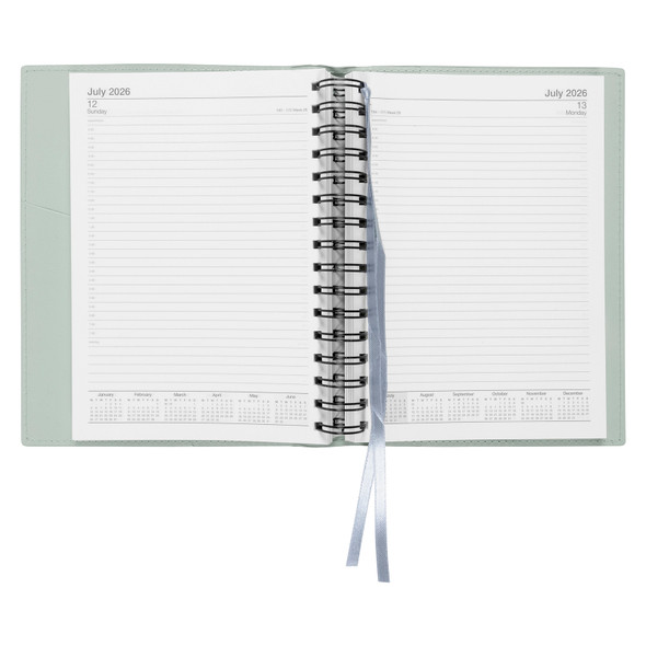 Soho PVC Spiral Diary A5 Day To A Page Sage Green 2026 Soho PVC Spiral Diary A5 Day To A Page Sage Green 2026