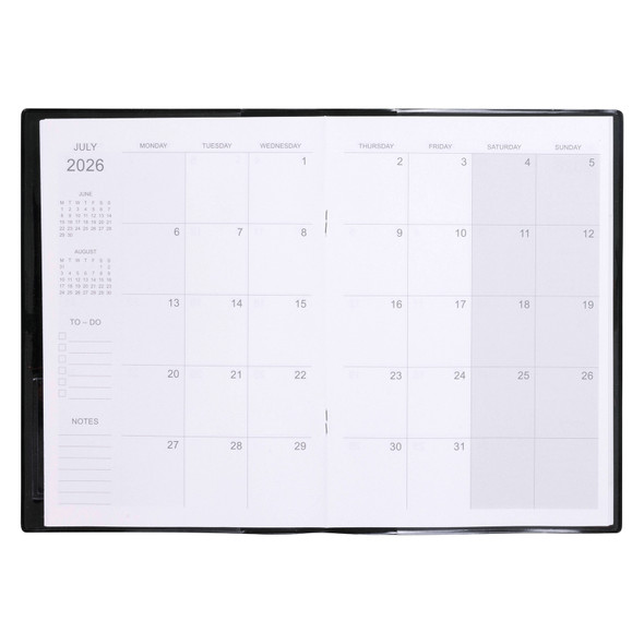Cumberland Monthly Planner Diary A5 Month To View Black 2026