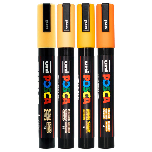 Posca PC-5M Paint Marker Pen Orange Assorted Bullet Medium Wallet of 4